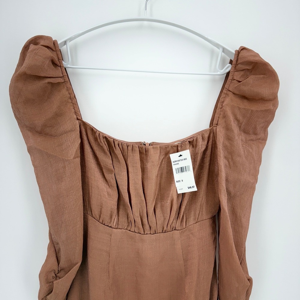 ASTR‎ Size S Mauve Puff Sleeve Square Neck Ruffle Mini Dress New With Tags - Picture 10 of 11